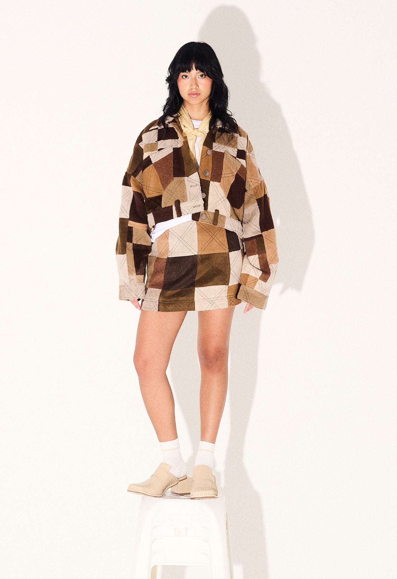 RENATA Alpaca Wool Jacket | Tostada Patchwork | Size L/XL