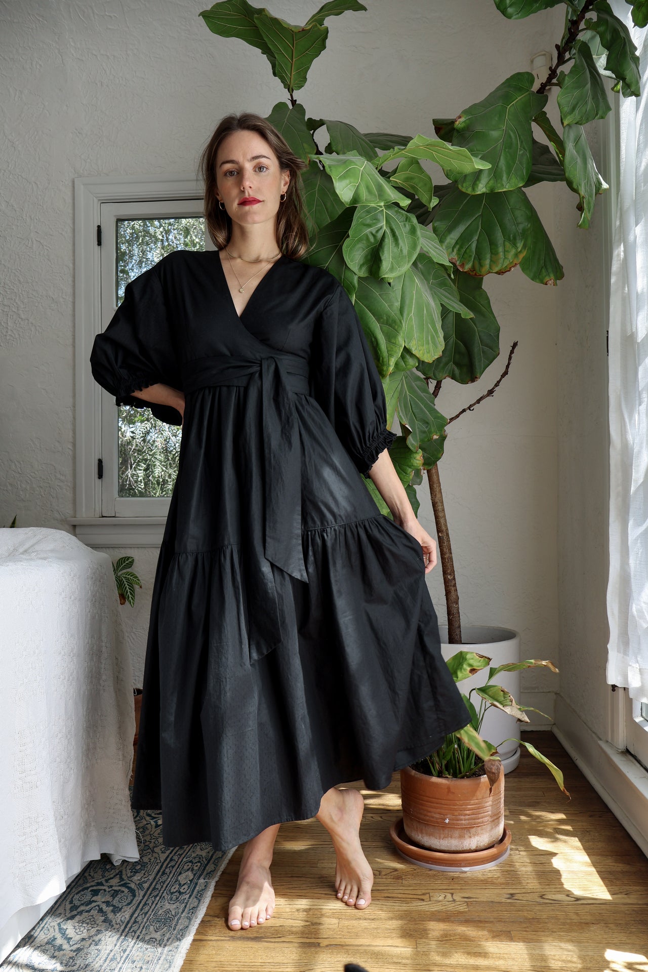 CALISTOGA Cotton Dress, Black Dye
