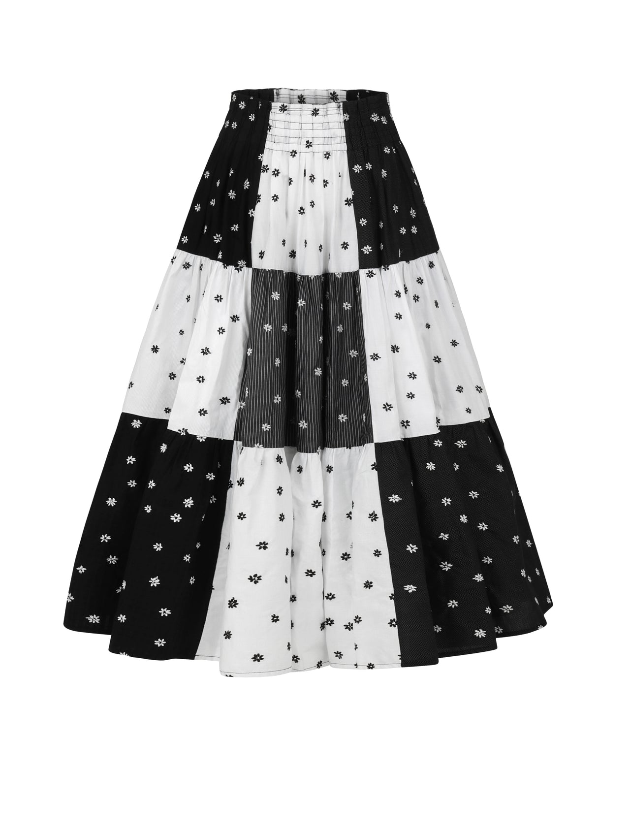 Pre-order | Maria Teresa Skirt, Black & White Floral Embroidery