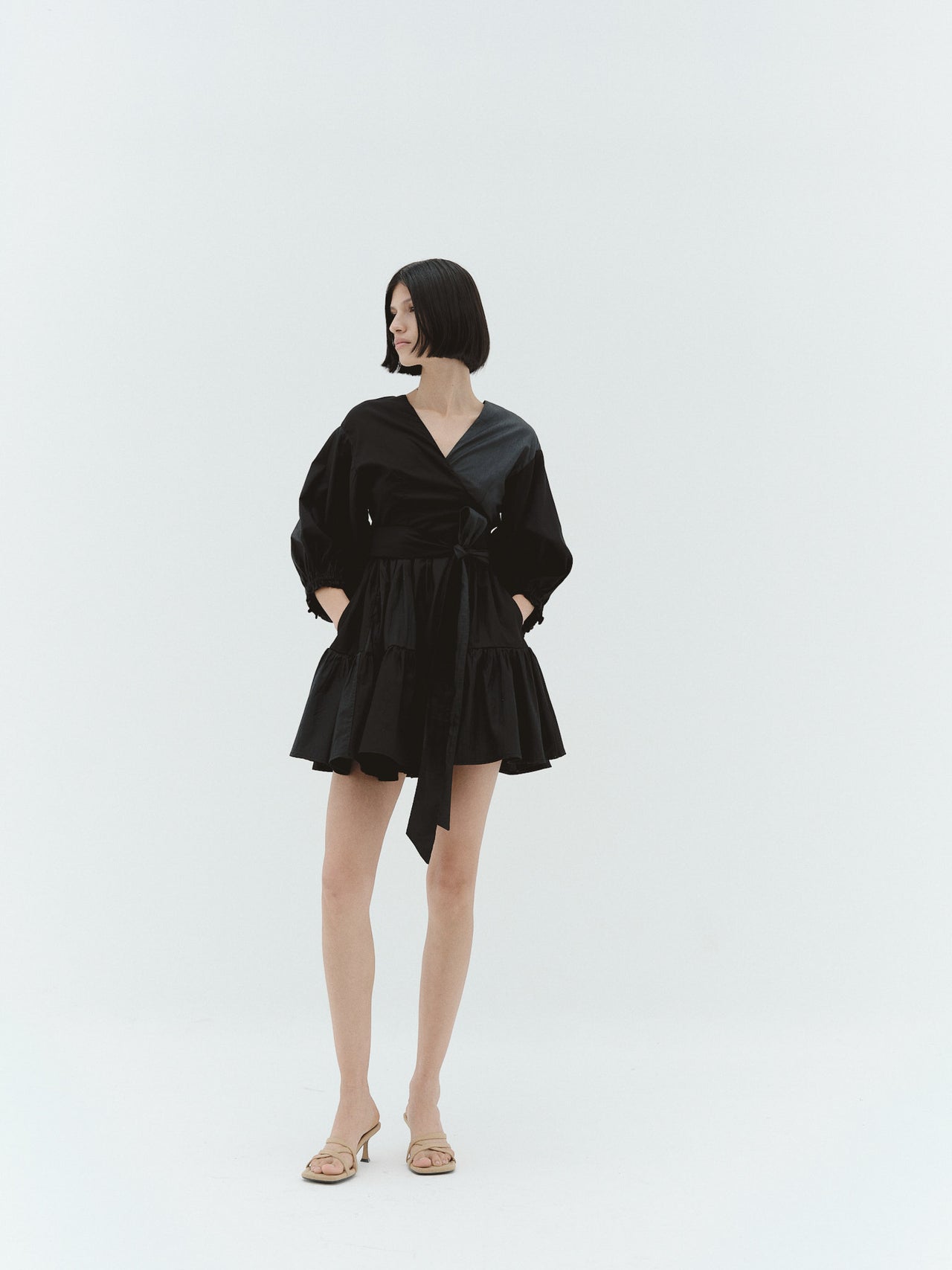 CHIRIMOYA Cotton Mini Dress | Black | Size S | SAMPLE