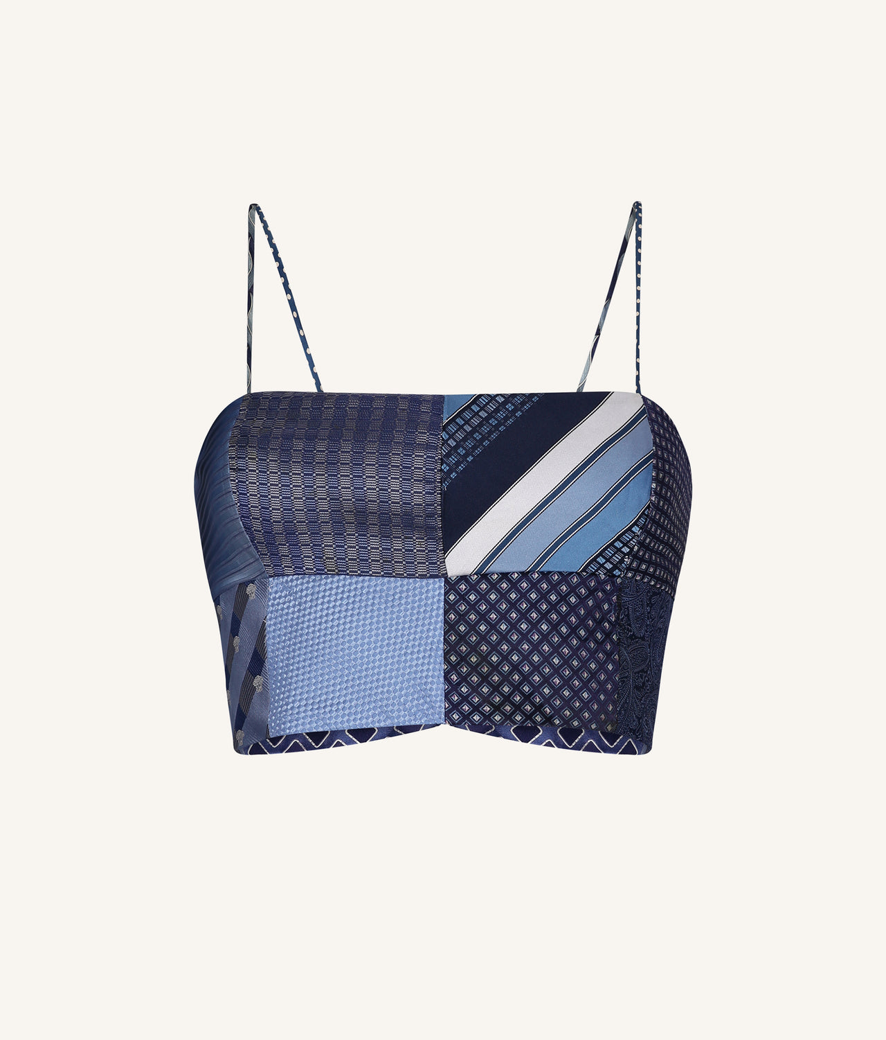 CORBATAS Silk Tie Crop Top | Emerald Green Multi | XS-S