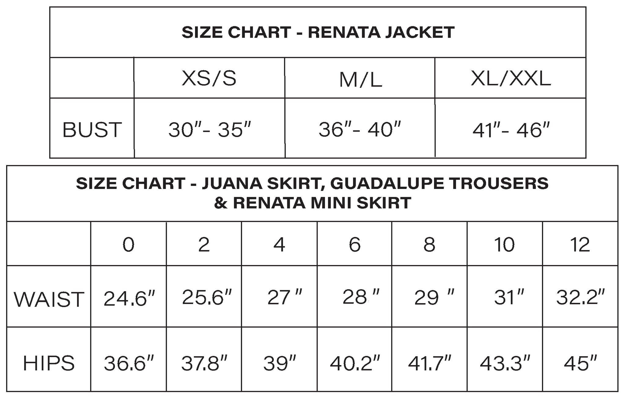 SIZE CHART
