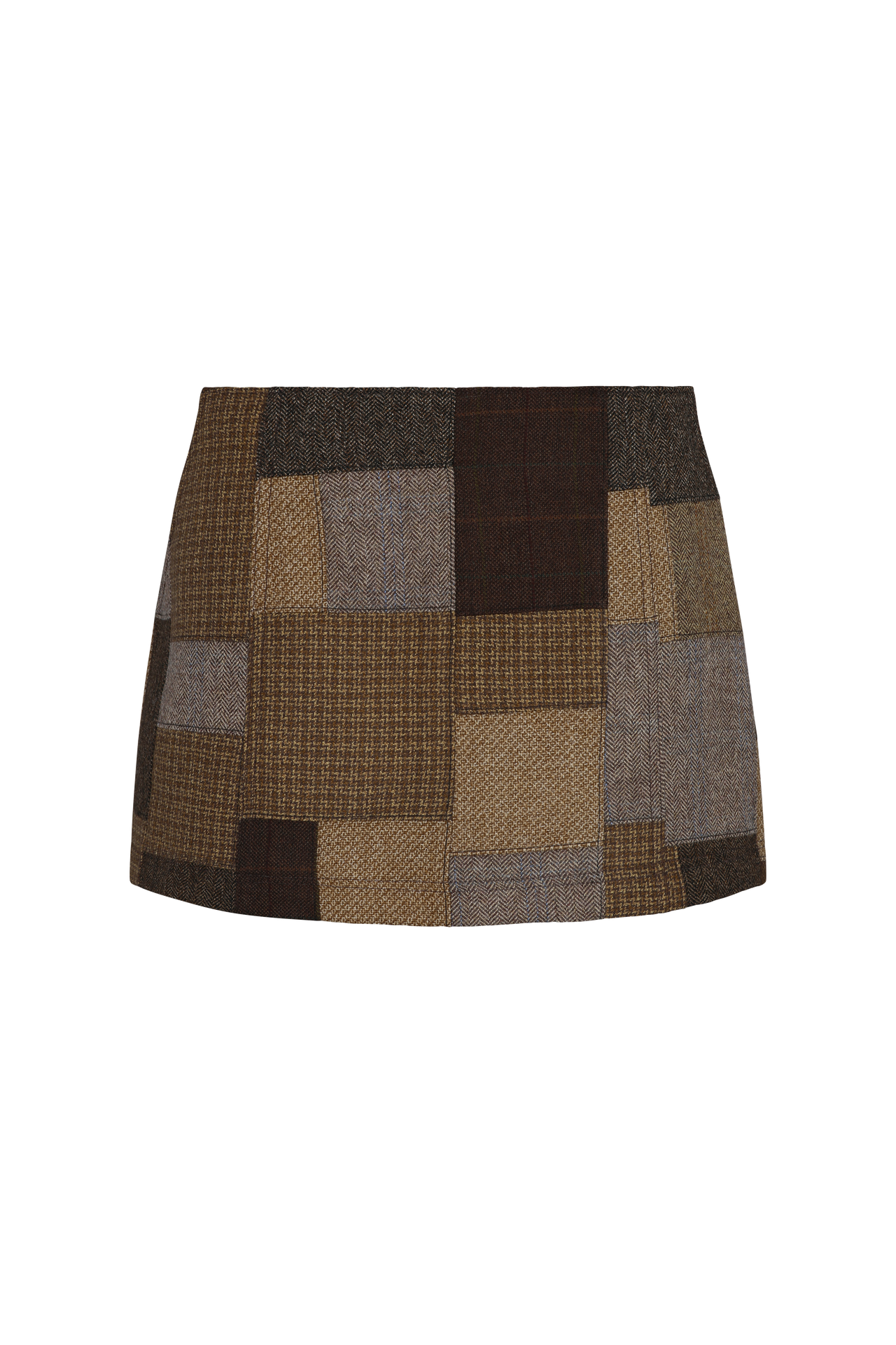 RENATA Patchworked Merino Wool Skirt, Tostada