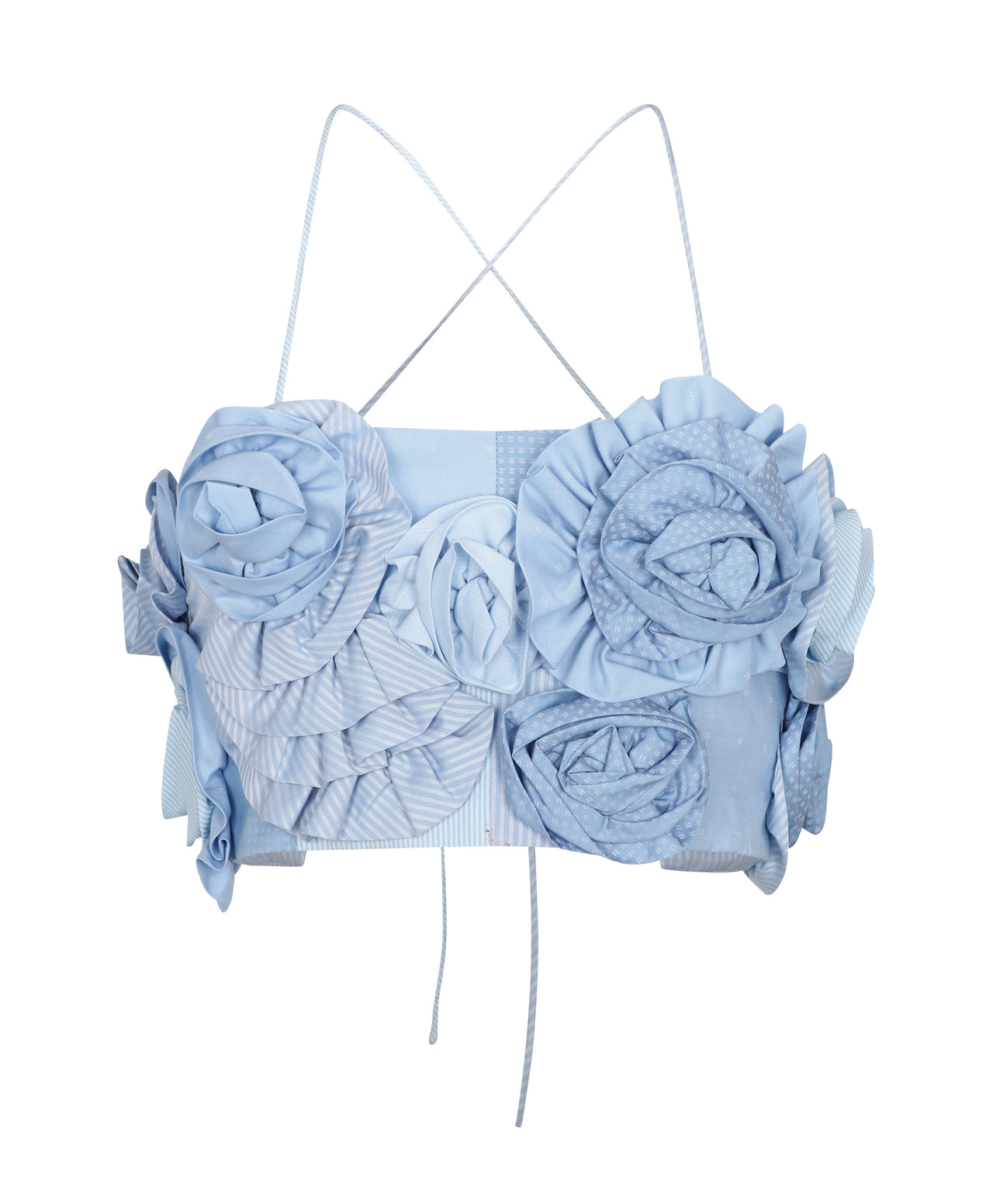 ROSA Cotton Sculptural Flower Top | Sky Blue | S-M | SAMPLE